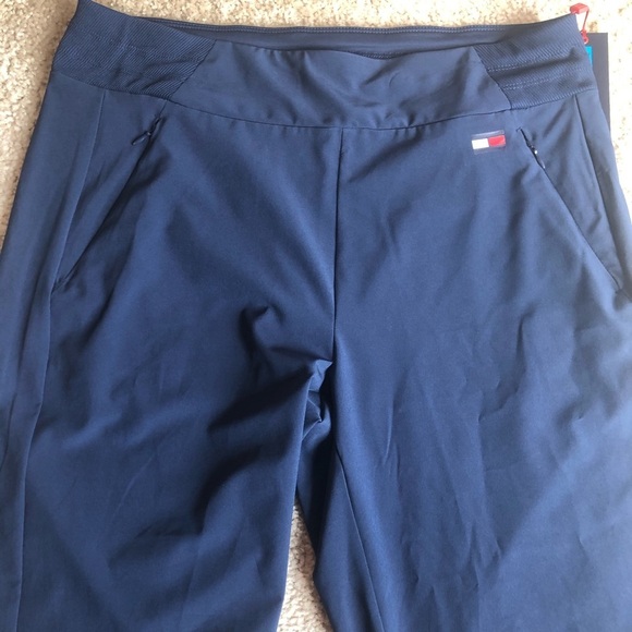 Tommy Hilfiger Sport Navy Blue capri pants size medium pull on sweats comfy - Picture 3 of 7